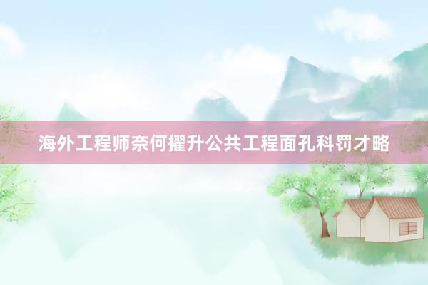 海外工程师奈何擢升公共工程面孔科罚才略